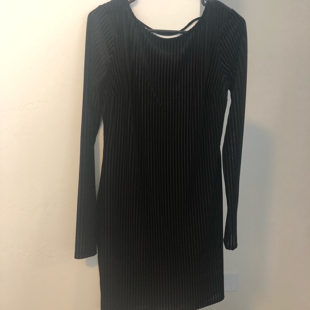 Black midi dress.